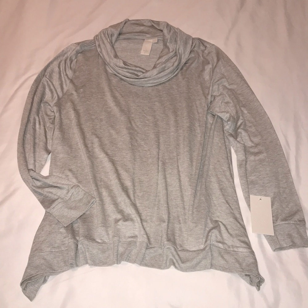 Grey Lightweight Synthetic Knit Relaxed Cowl Neck Tunic Top XL NWT